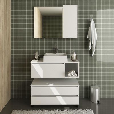 Gabinete De Banheiro + Cuba 80cm Cr10094 Branco Branco