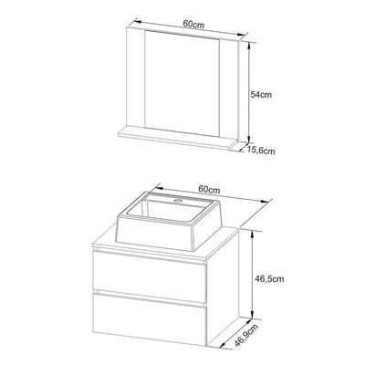 Gabinete De Banheiro + Cuba 60cm Cr10097 Mármore Lunar