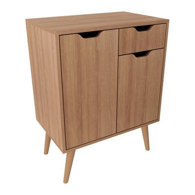 Gabinete Banheiro 60cm 2 Portas E 1 Gaveta Retrô Multimóveis Cr10118 Amêndoa Amêndoa