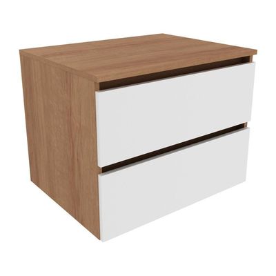 Gabinete Banheiro 2 Gavetas 60Cm Cr10087 Amêndoa/Branco