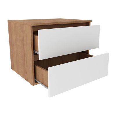 Gabinete Banheiro 2 Gavetas 60Cm Cr10087 Amêndoa/Branco