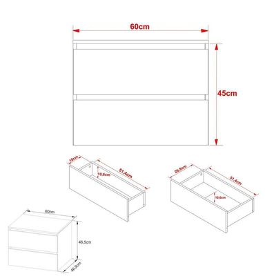 Gabinete Banheiro 2 Gavetas 60Cm Cr10087 Amêndoa/Branco