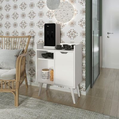 Balcão Cozinha Retrô Com 1 Porta E Prateleiras Multimóveis Cr20100 Branco Branco