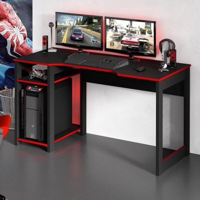 Mesa Gamer Multimóveis Cr25049 Preta/Vermelha