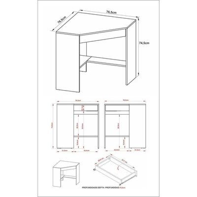 Escrivaninha/Mesa Escritório De Canto Cr25064 Amendoa