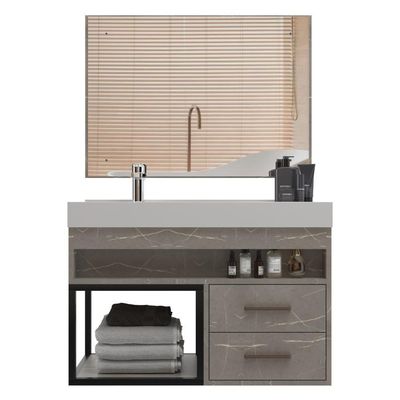 Gabinete Banheiro Com Cuba E Espelheira 80cm Multimóveis Vcr10071 - Marmo Crema Marmo Crema