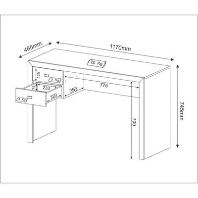 Escrivaninha Com 2 Gavetas Multimóveis Vcr25030 Branco