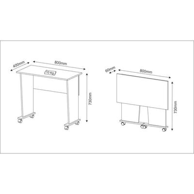 Escrivaninha Com Rodízios Multimóveis Vcr25025 Branco Branco