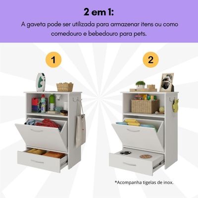 Balcão Multiuso/comedouro Para Cães E Gatos Multimóveis Mp6026 Branco