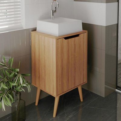 Gabinete Banheiro 45cm 1 Porta Retrô Multimóveis Cr10120 Amêndoa