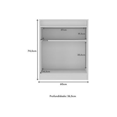 Aparador Buffet 60cm 2 Portas Com Chave Multimóveis CR50099 Branco