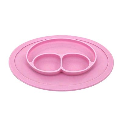 Prato de Silicone Le Baby com Três Divisórias Rosa