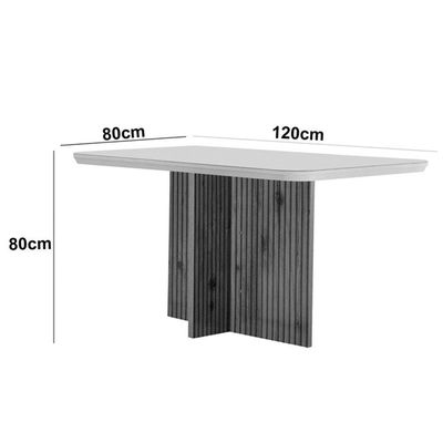 Mesa Olimpia 120cm Mdf Vidro Canto Copo Com 4 Cadeiras Carol