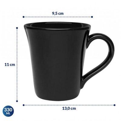 Caneca Tulipa 330 Ml Preto Ou Branco - Oxford Porcelanas