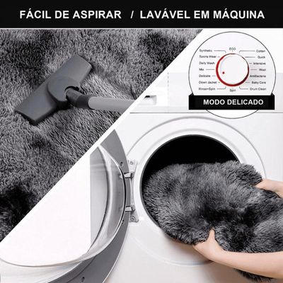 Tapete Sala Felpudo Peludo Mesclado Cinza Redondo 140 Cm