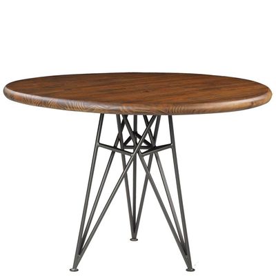 Mesa Sala de Jantar Cozinha Monary Redonda 110cm Grafite Madeira Maciça Rustic Brown - Gran Belo