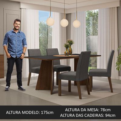 Conjunto Sala Jantar Mesa Madeira 4 Cadeiras Rustic