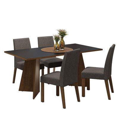 Conjunto Sala Jantar Mesa Madeira 4 Cadeiras Rustic