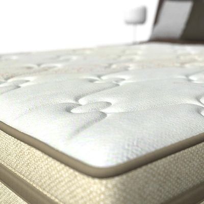 Cama Box Casal Probel Arezzo Revestido em Tecido Jacquard + Colchão com Pillow Euro e Molas Ensacadas Individualmente 26x138x188cm Bege com Branco