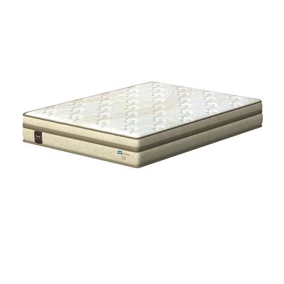 Cama Box Casal Probel Arezzo Revestido em Tecido Jacquard + Colchão com Pillow Euro e Molas Ensacadas Individualmente 26x138x188cm Bege com Branco