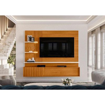 Estante Home Theater Suspenso Atena Cinamomo Off White - Madetec