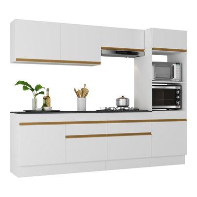 Armário De Cozinha Completa 5 Peças Com Rodapé Mp2180 Made Multimóveis Branco/dourado Branco/dourado