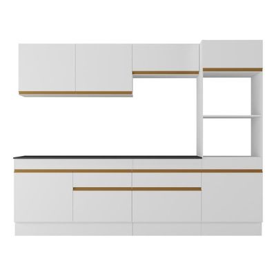 Armário De Cozinha Completa 5 Peças Com Rodapé Mp2180 Made Multimóveis Branco/dourado Branco/dourado