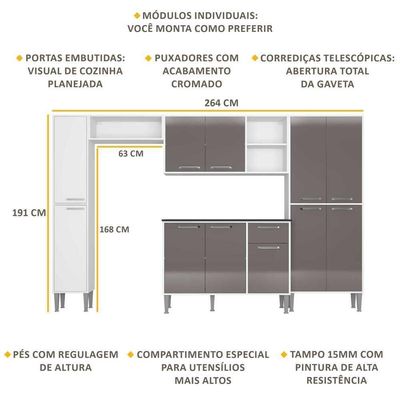 Cozinha Completa Armário e Balcão Xangai Classic Multimóveis