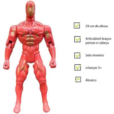Boneco Super Herói Articulado Homem De Ferro 29cm C/imnetro