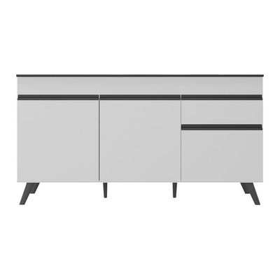Balcão Cozinha Gabinete Pia 150cm 3 Portas 1 Gaveta Veneza Multimóveis V3740 Branco/preto