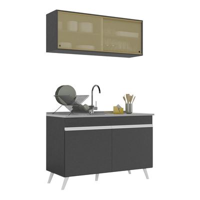 Armário De Compacta 2 Peças Multimóveis Preto/branco