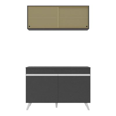 Armário De Compacta 2 Peças Multimóveis Preto/branco