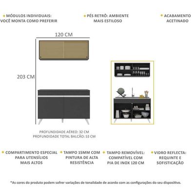 Armário De Compacta 2 Peças Multimóveis Preto/branco