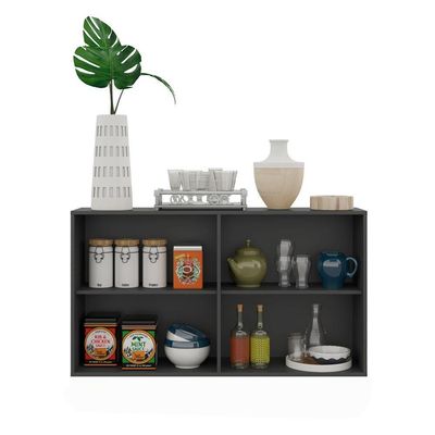 Aparador Buffet 4 Portas Suspenso Viena V3605 Preto/Natural
