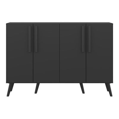 Aparador Buffet 4 Portas Retrô Viena V3606 Preto Preto