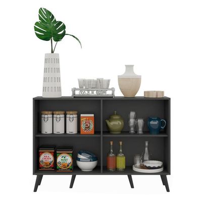Aparador Buffet 4 Portas Retrô Viena V3606 Preto Preto