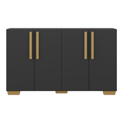 Aparador Buffet 4 Portas Viena V3607 Preto/Natural