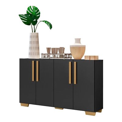 Aparador Buffet 4 Portas Viena V3607 Preto/Natural