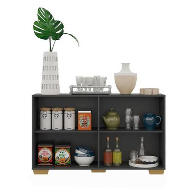 Aparador Buffet 4 Portas Viena V3607 Preto/Natural