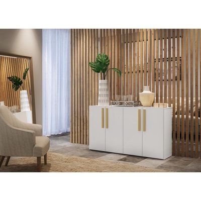 Aparador Buffet 4 Portas Viena V3604 Branco/Natural