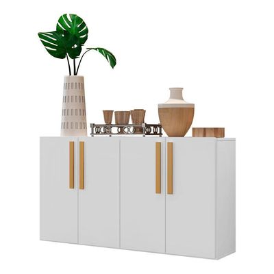 Aparador Buffet 4 Portas Viena V3604 Branco/Natural
