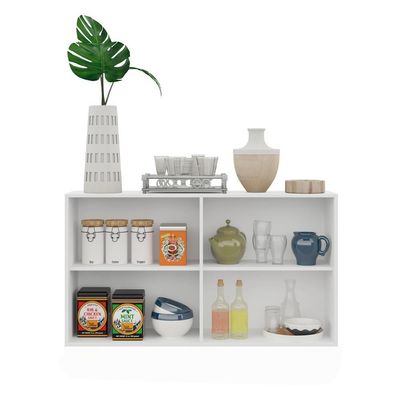 Aparador Buffet 4 Portas Viena V3604 Branco/Natural