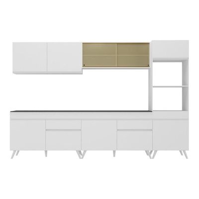 Armário De Cozinha Completa 302cm Veneza Multimóveis V3689 Branco Branco