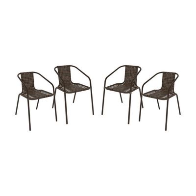Kit 4 Cadeiras De Jardim Junco Sintético Multimóveis Cr8009 Café Mesclado