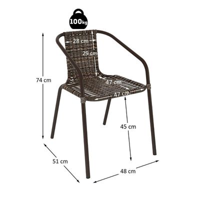Kit 4 Cadeiras De Jardim Junco Sintético Multimóveis Cr8009 Café Mesclado