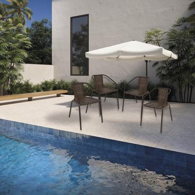 Kit 4 Cadeiras De Jardim Junco Sintético Multimóveis Cr8009 Café Mesclado
