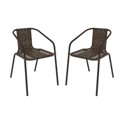 Kit 2 Cadeiras De Jardim Junco Sintético Multimóveis Cr8006 Café Mesclado