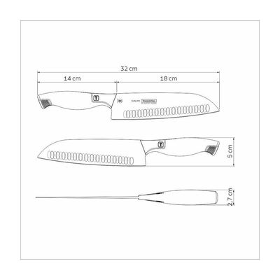 Faca Santoku Tramontina Sublime Em Aço Inox 7,5 Polegada