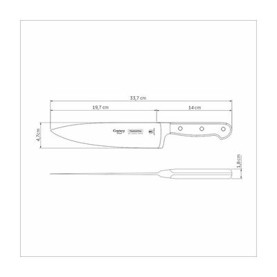 Faca Chef Tramontina Century Wood Com Lâmina Em Aço Inox Castanho 8 Polegada
