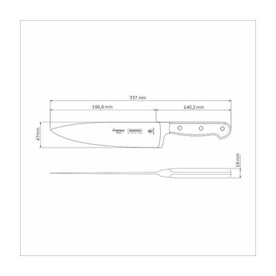 Faca Chef Tramontina Century Wood Com Lâmina Em Aço Inox Castanho 8 Polegada